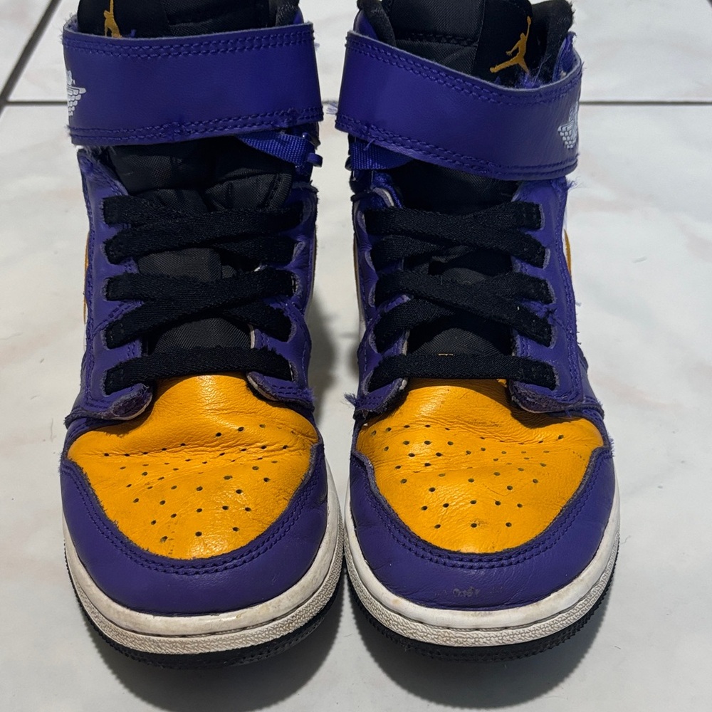 Jordan High-Top Sneakers in Purple, Yellow, and White - Picture 3 of 4